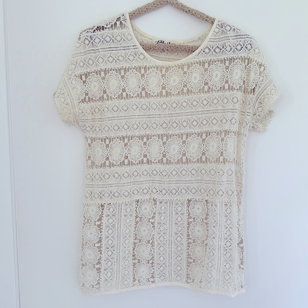 Cutest lace cream/ivory blouse XS